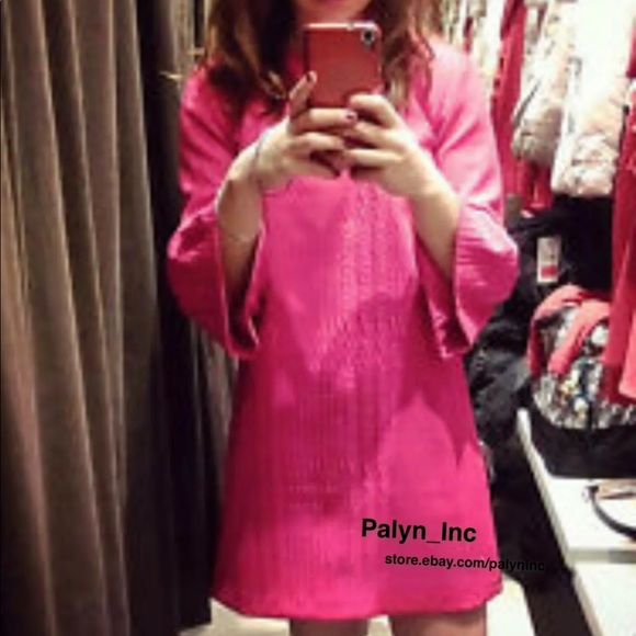 ❤️ZARA FUCHSIA RED DRESS WITH FRILLED SLEEVES - Picture 3 of 10